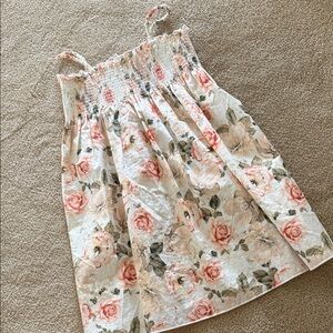 Girls Floral Smocked Dress with Pink Roses